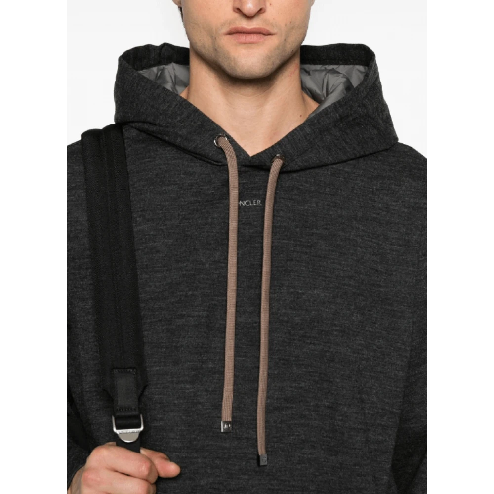 Moncler Gestructureerde donkergrijze wollen blend hoodie Gray Heren