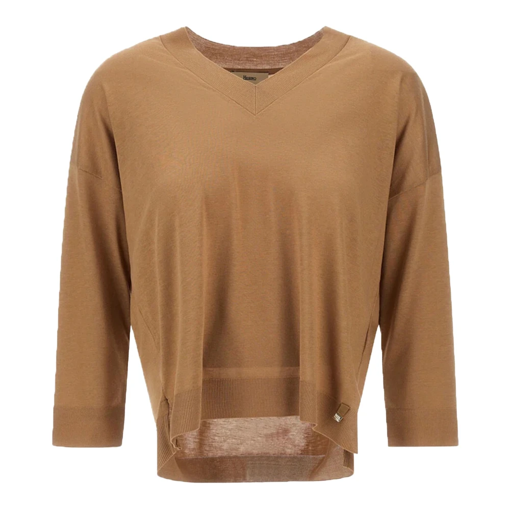 Herno Vrouw Bruin Truien & Vesten Dames, S, V-Neck Truien