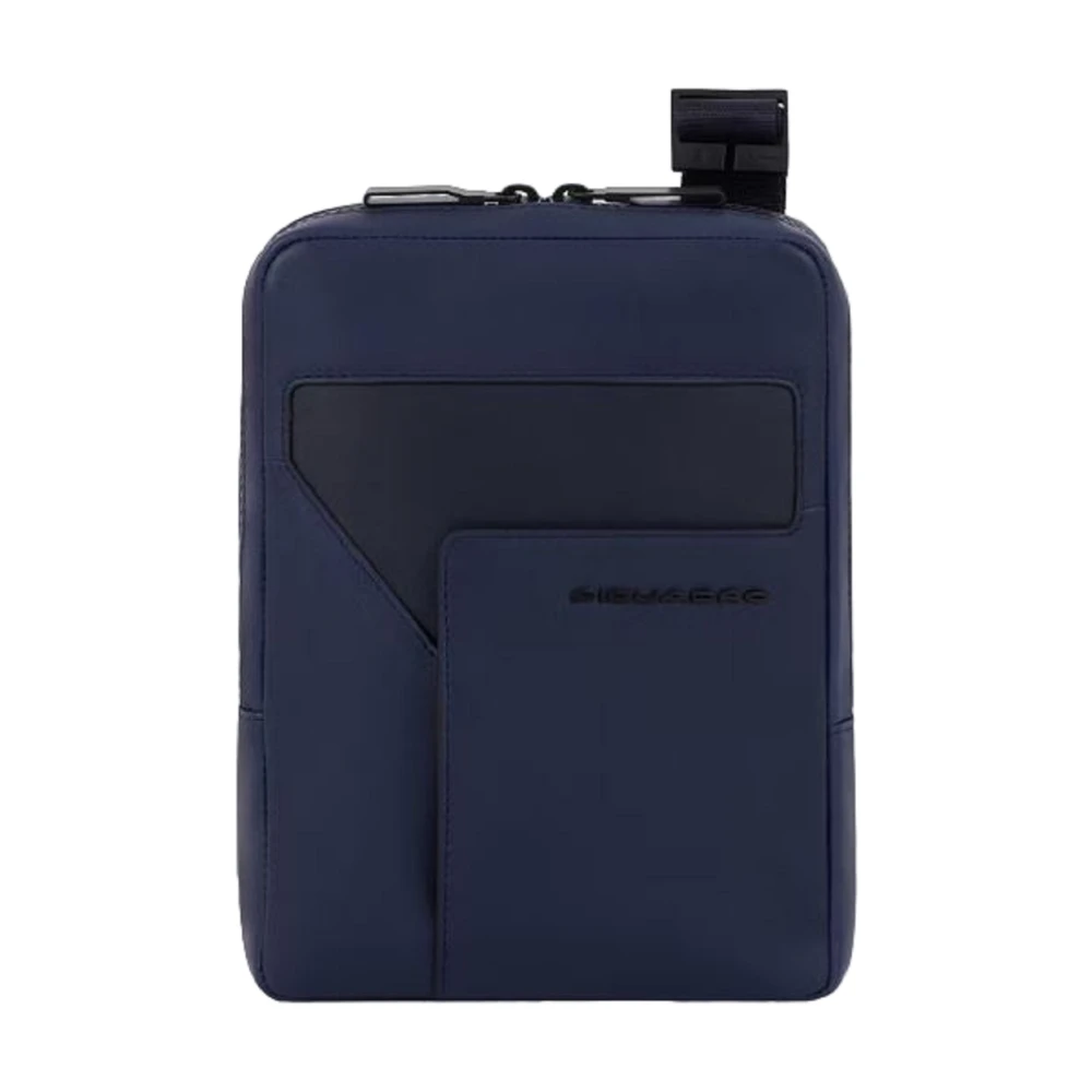 Piquadro Blauwe Schoudertas met RFID-bescherming voor iPad Mini Blue Heren