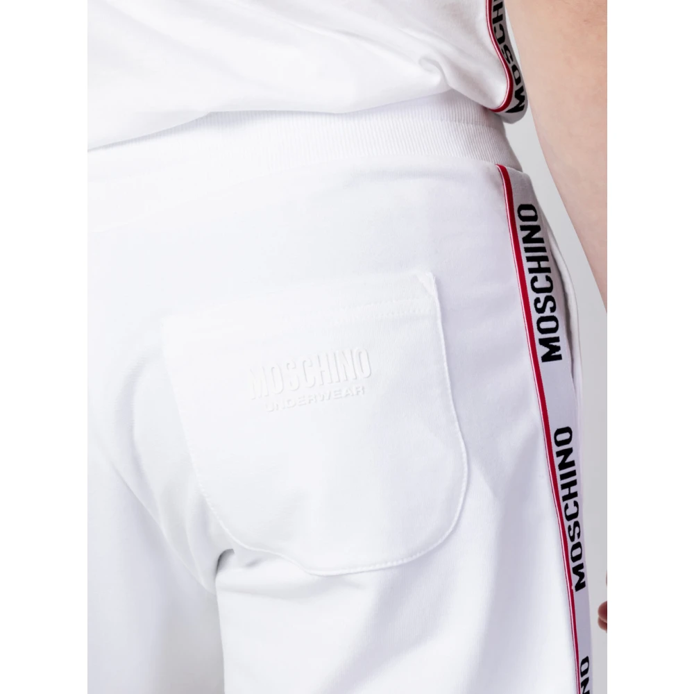 Love Moschino Witte Sportieve Shorts Katoen Elastiek White Heren