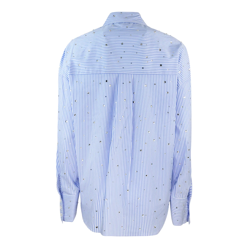 Liu Jo Blauwe Oversized Gestreepte Katoenen Blouse Blue Dames