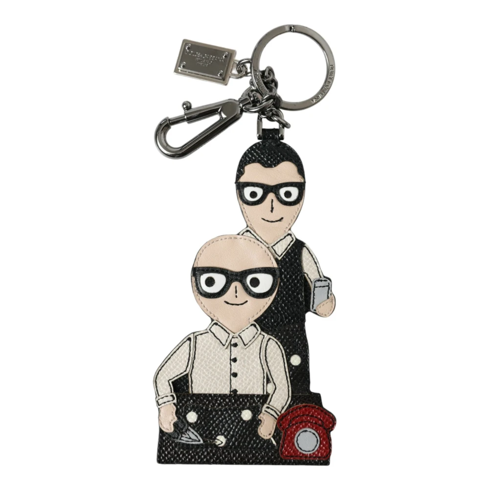 Dolce & Gabbana Unisex Logo Badge Leather Keychain Dgfamily