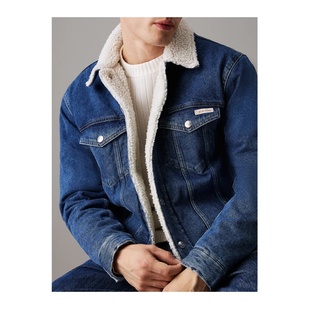 Calvin Klein Denim sherpa jas Blauw Blue Heren