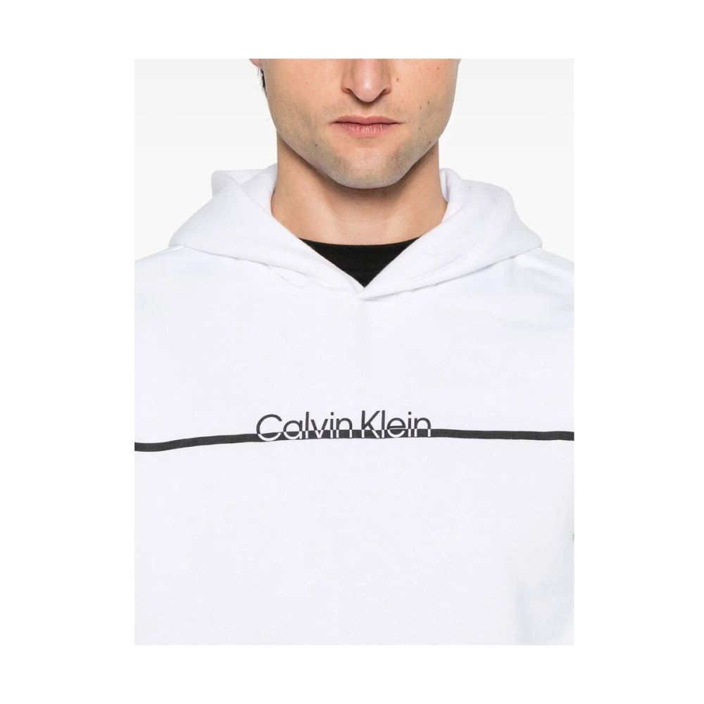 Calvin Klein Witte Klassieke Hoodie White Heren