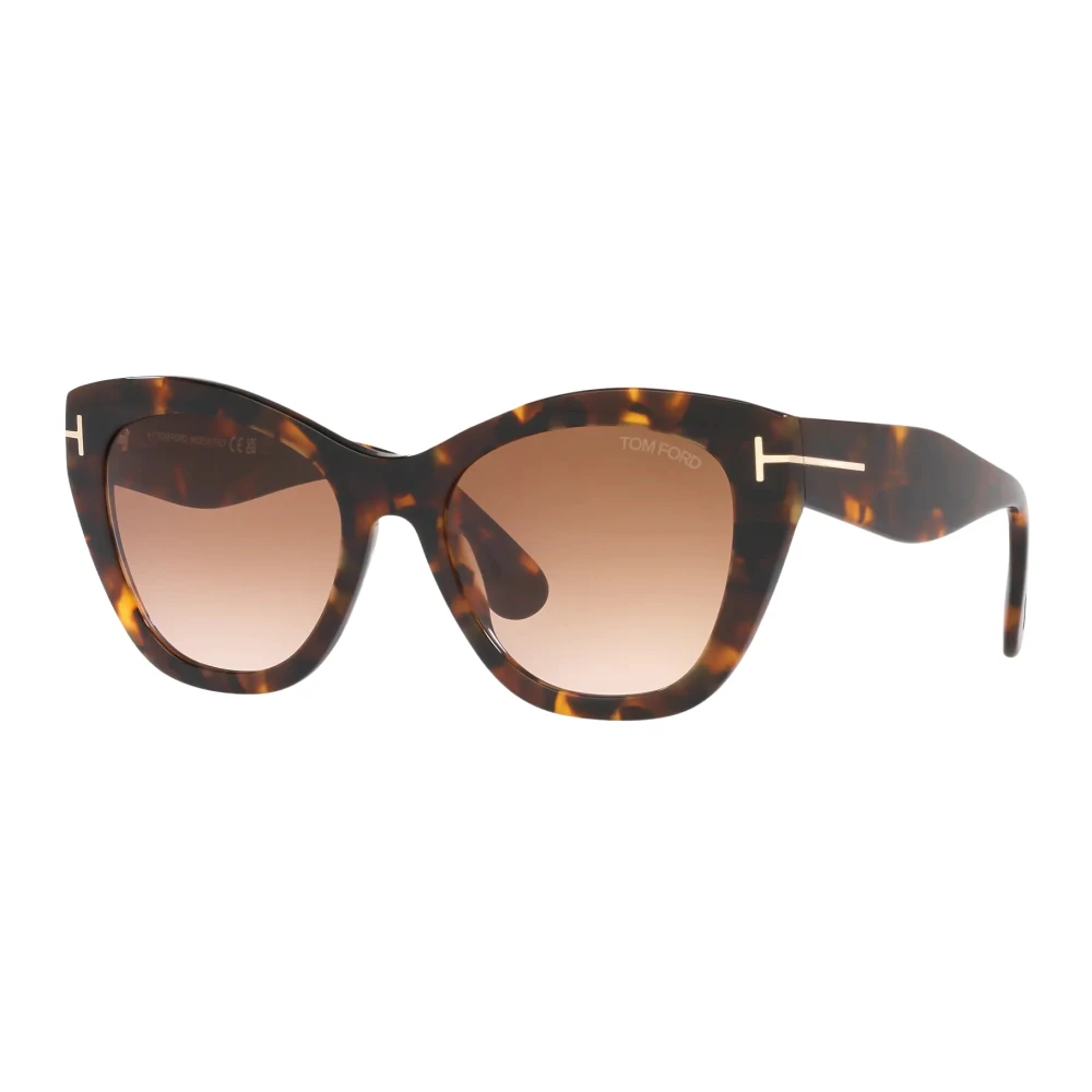 Tom Ford Ovala solglasögon med mörk Havana-ram och bruna linser Brown, Dam