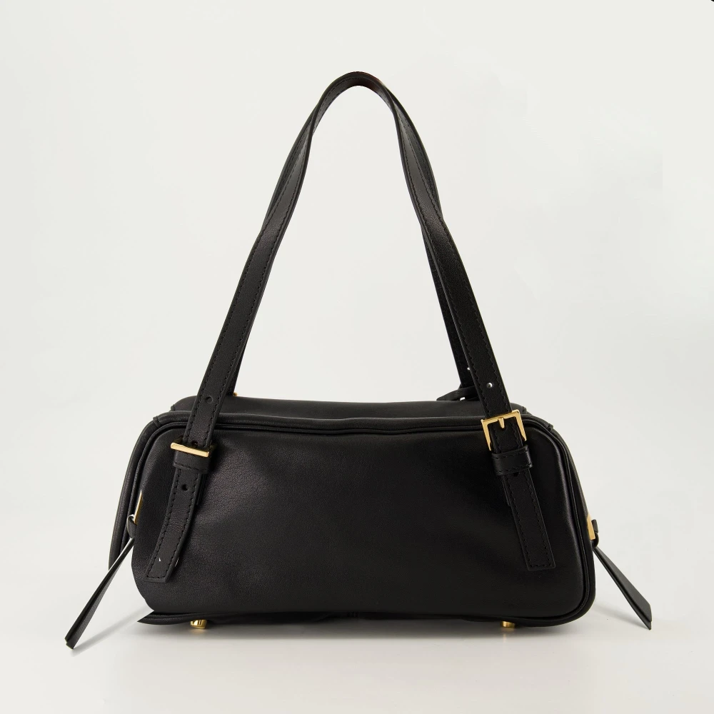 Versace Zwarte leren bowlen tas Lente-Zomer 2025 Black Dames