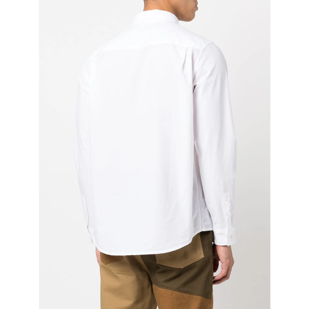 A.p.c. Edouard Logo Geborduurd Button Down Overhemd White Heren