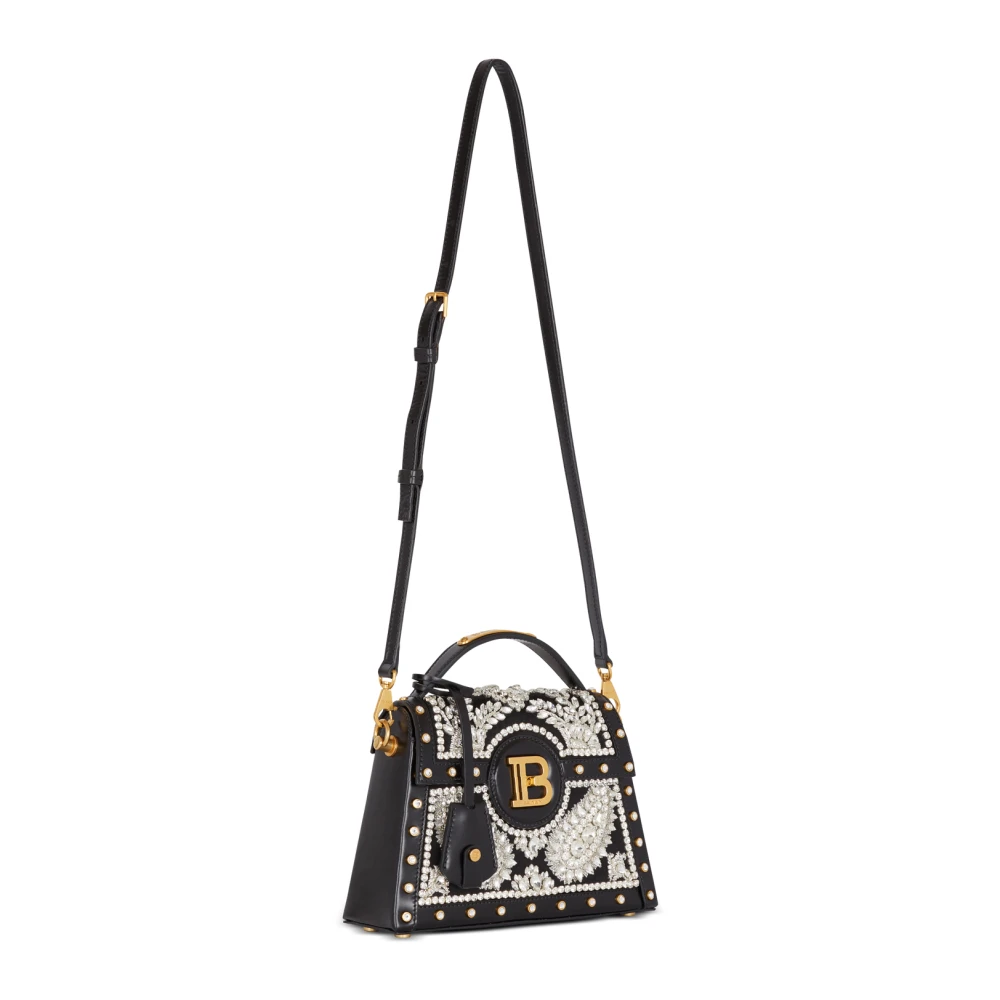 Balmain B-Buzz Dynasty tas in geborduurd satijn Black Dames