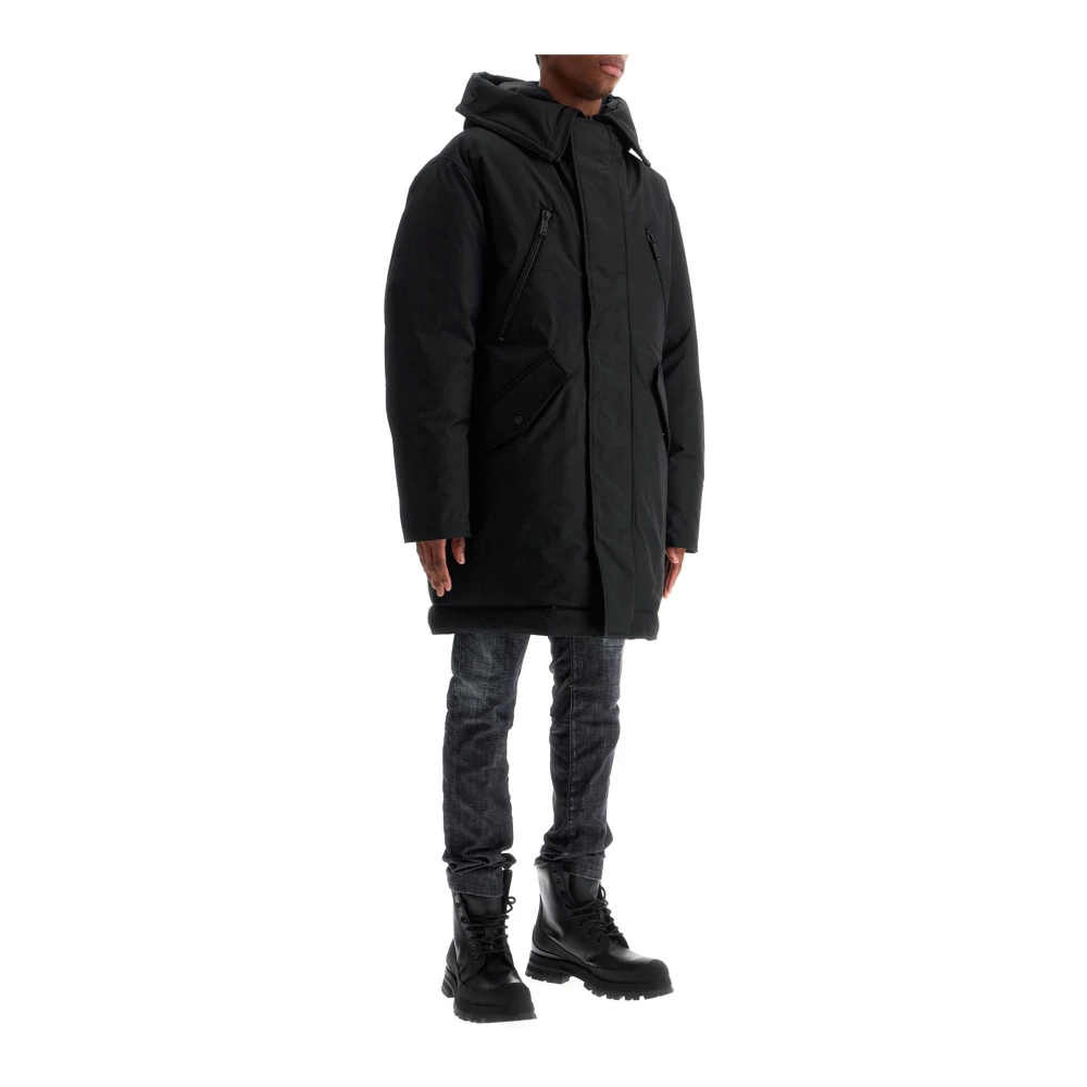 Dsquared2 Zwarte Techno Dons Parka met Capuchon Black Heren