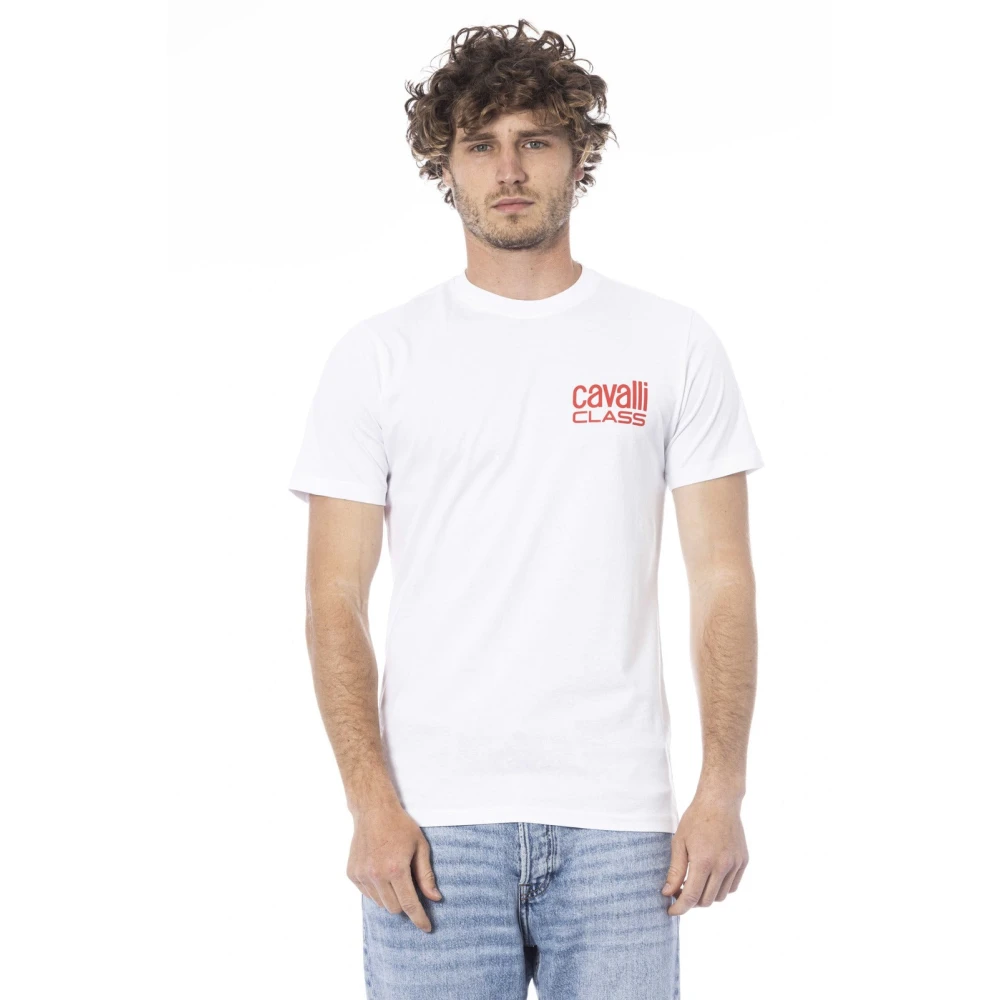 Cavalli Class Logo Print Korte Mouw T-shirt White Heren