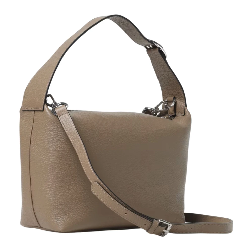 Twinset Grijze leren schoudertas met rits Gray Dames