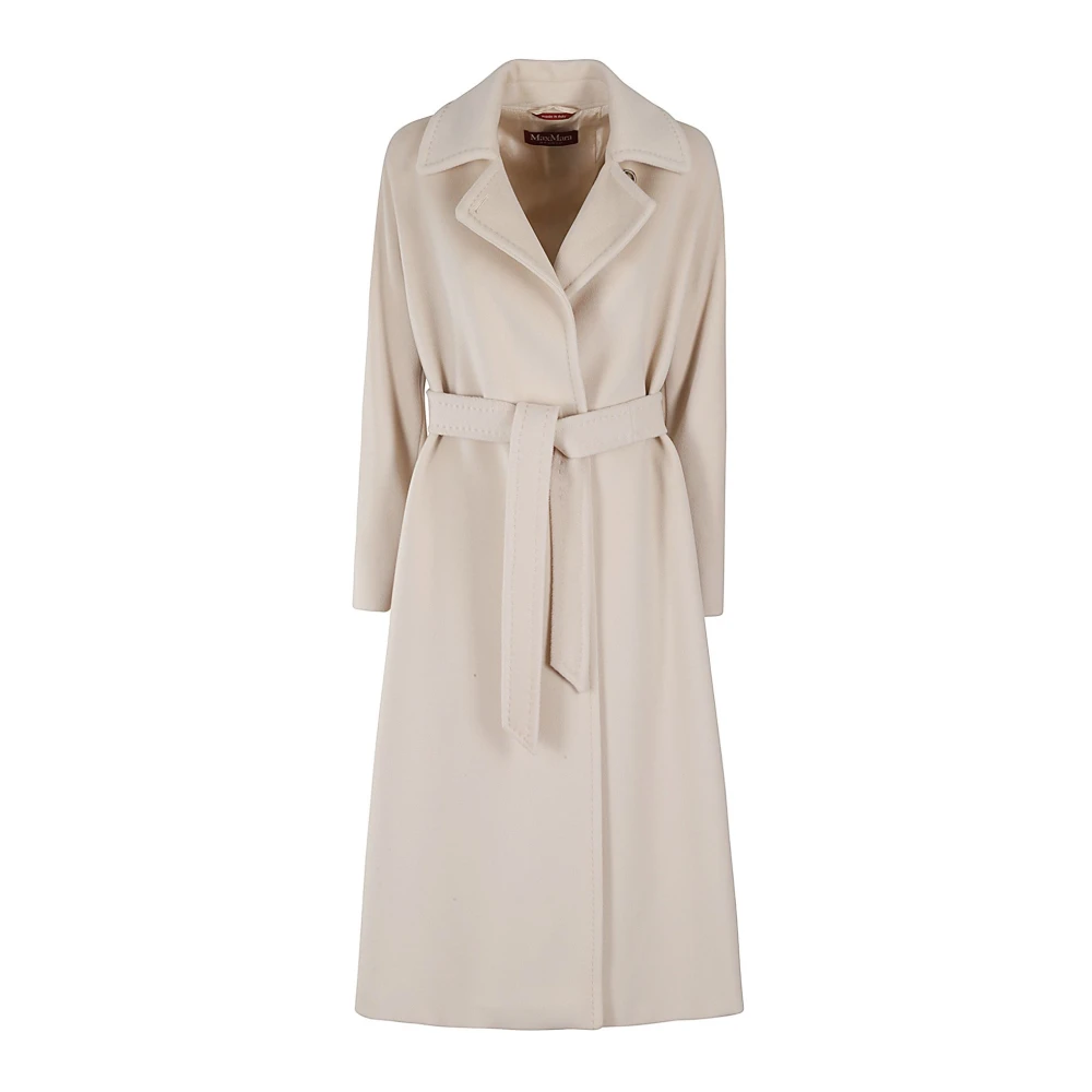 Max Mara Studio Baby Beige Wollen Jas met Riem Beige Dames