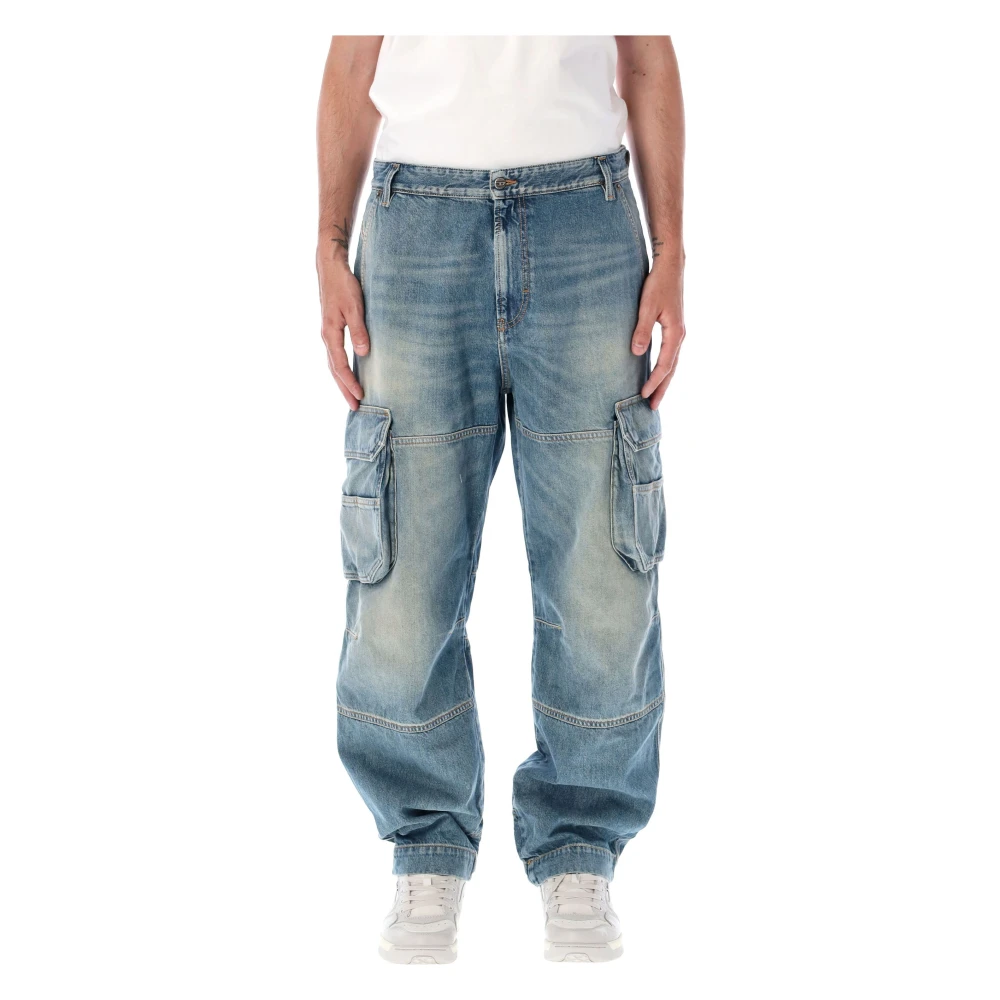 Diesel Blauwe Cargo Jeans Losse Pasvorm Blue Heren
