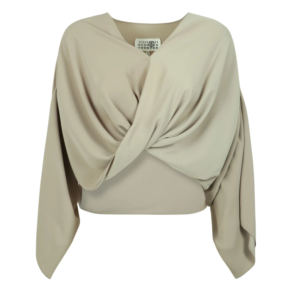 Mm6 Maison Margiela Women's Beige Draped Top