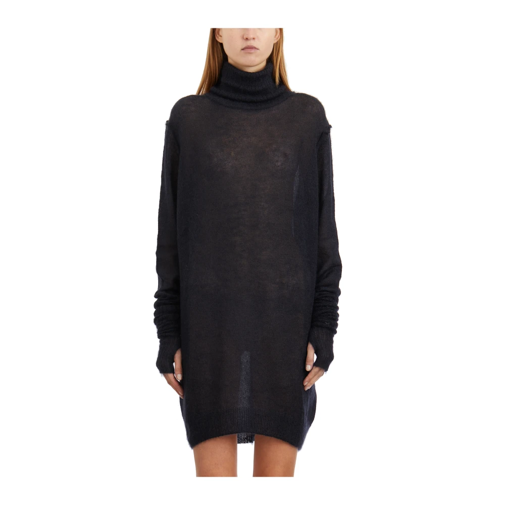 Isabel Benenato Mohair en zijden coltrui jurk Black Dames