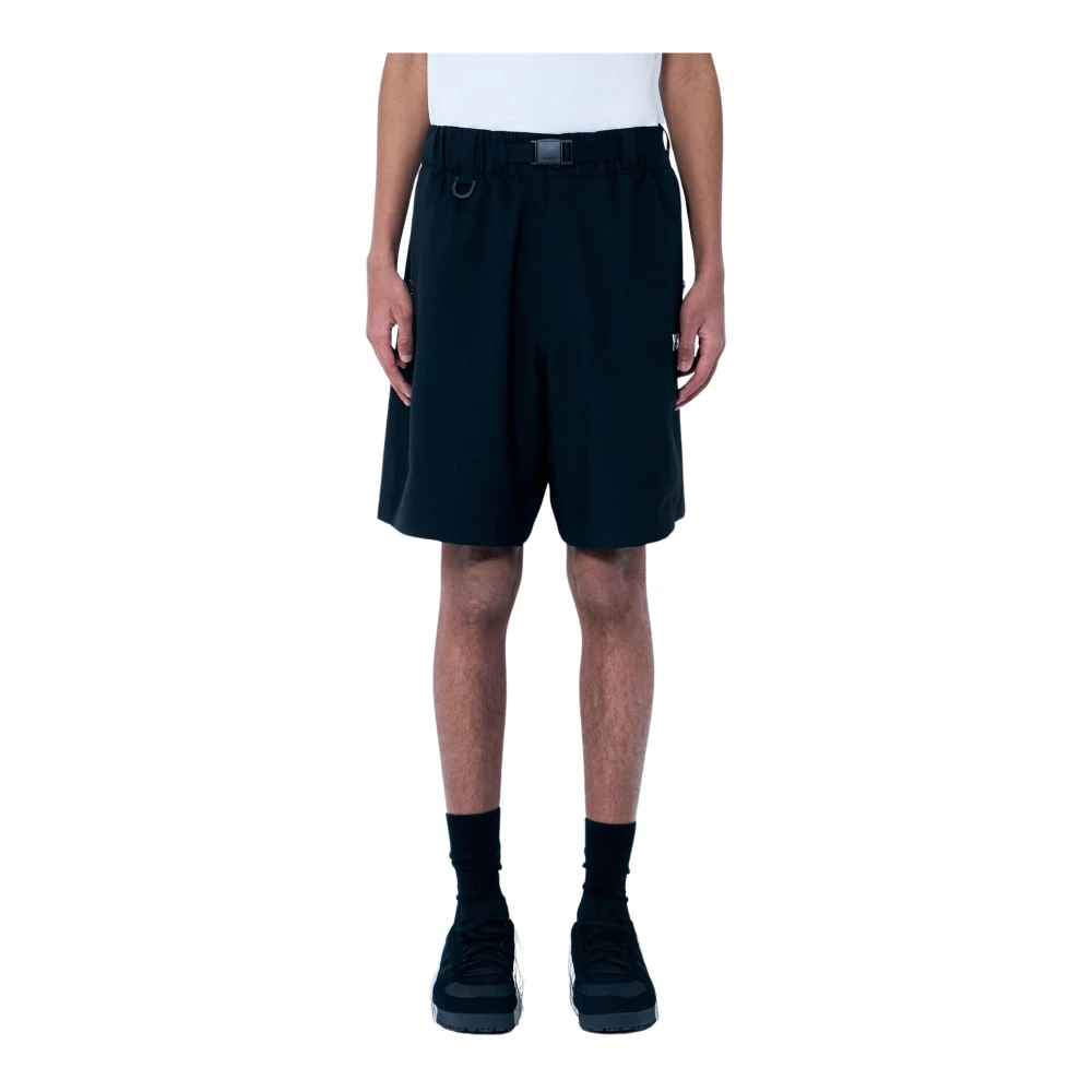 Y-3 Shorts met afneembare riem en zijstrepen Black Heren