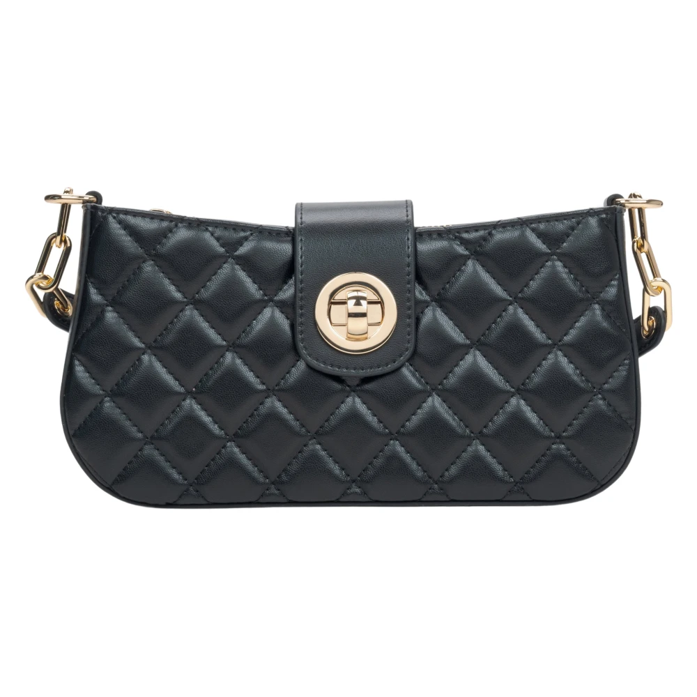 Estro Zwarte Gewatteerde Leren Baguette Tas voor Vrouwen Er00115488 Black Dames