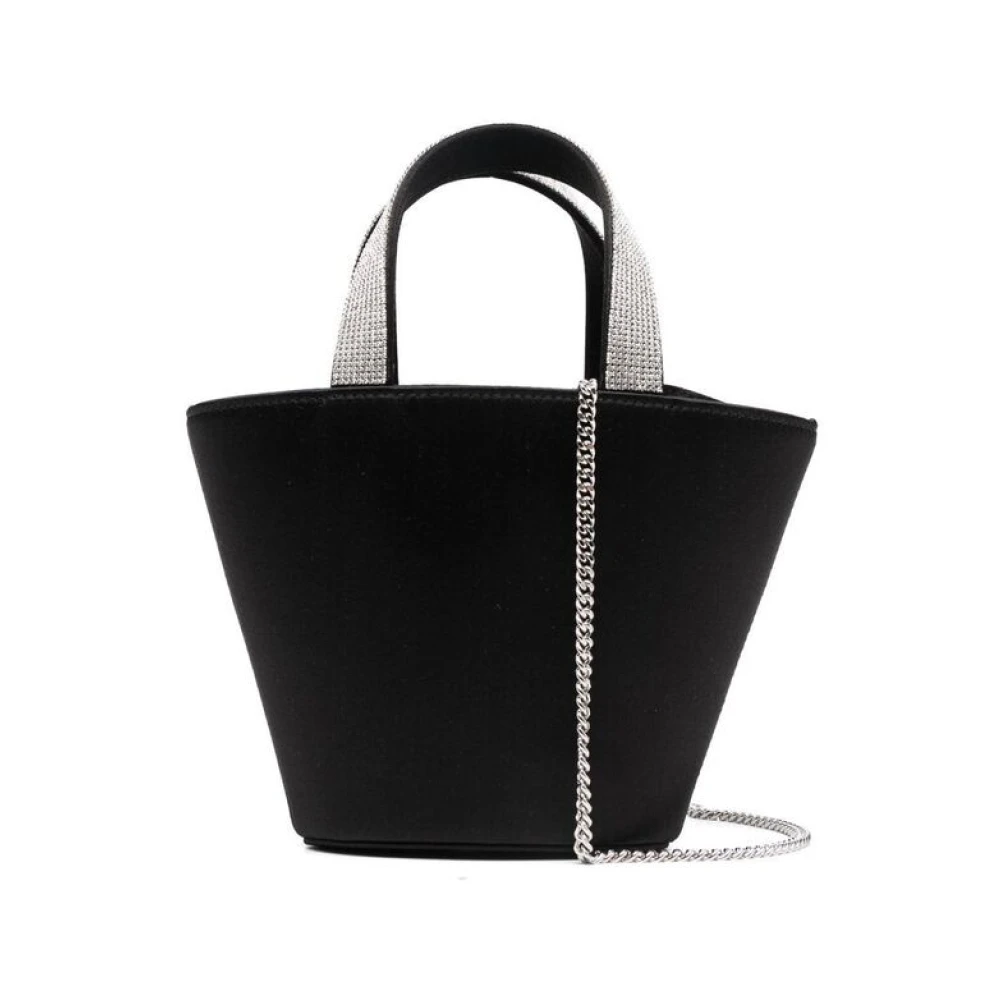 Amina Muaddi Mini tasje met kristallen versiering en handvatten Black Dames