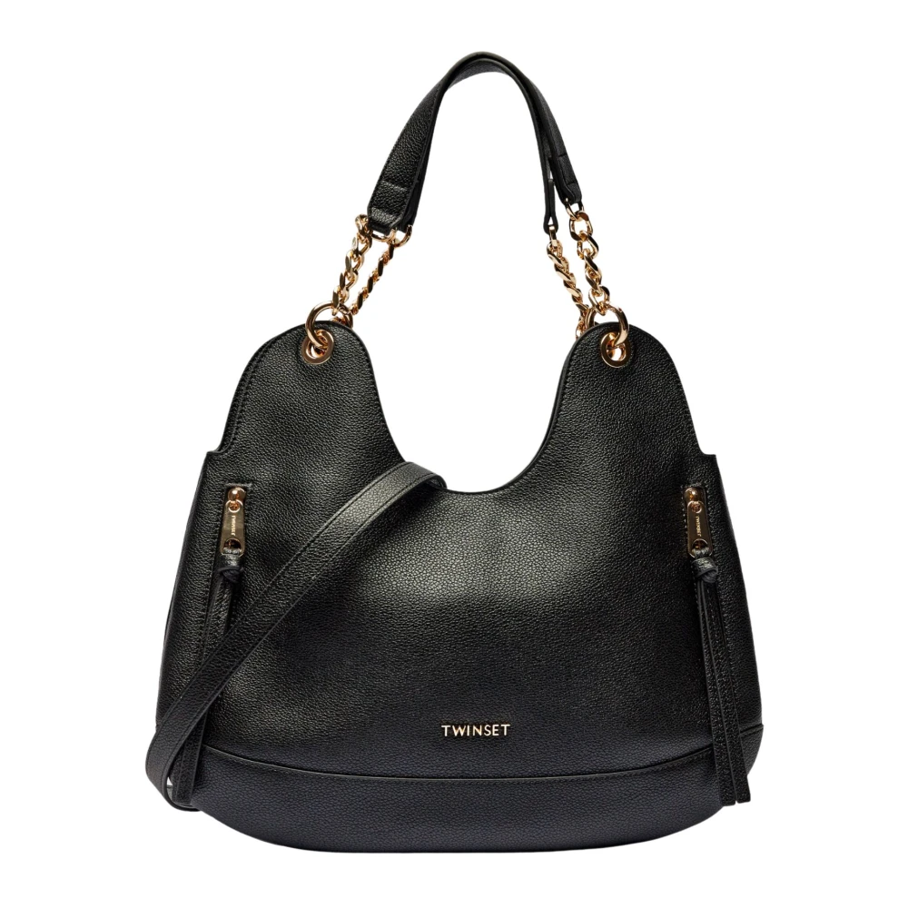 Twinset Zwarte Schoudertas met Rits Black Dames