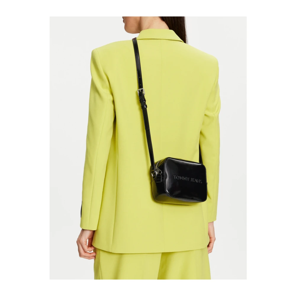 Tommy Jeans Zwarte PU Leren Schoudertas Black Dames