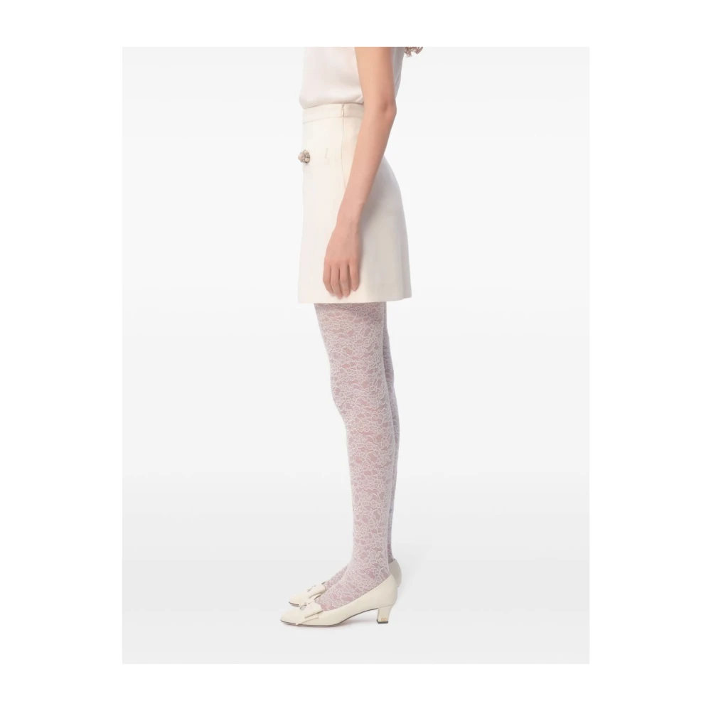 Valentino Ivoor A-lijn Rok met Knoopdetails Beige Dames