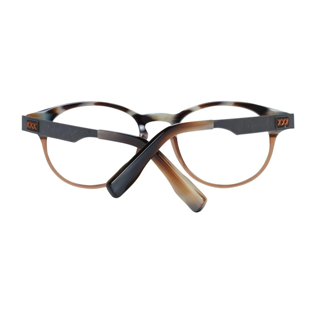 Ermenegildo Zegna Bruine Ronde Plastic Optische Monturen Brown Heren