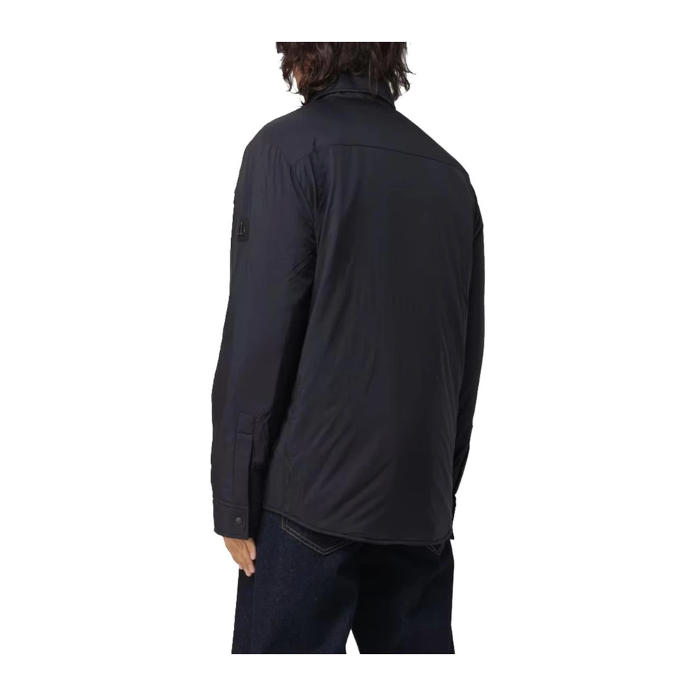 Moose Knuckles Zwarte Lichtgewicht Nylon Jas met Knoopsluiting Black Heren