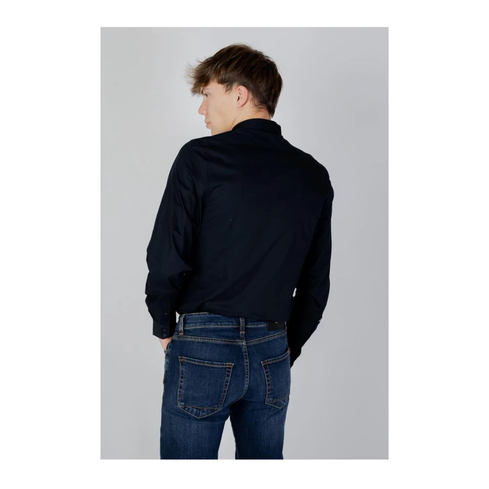 Antony Morato Blauw Katoenen Overhemd Lange Mouw Blue Heren