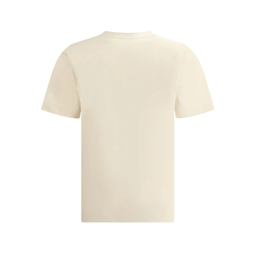 Burberry Logo T-shirt met geribbelde halslijn Beige Dames