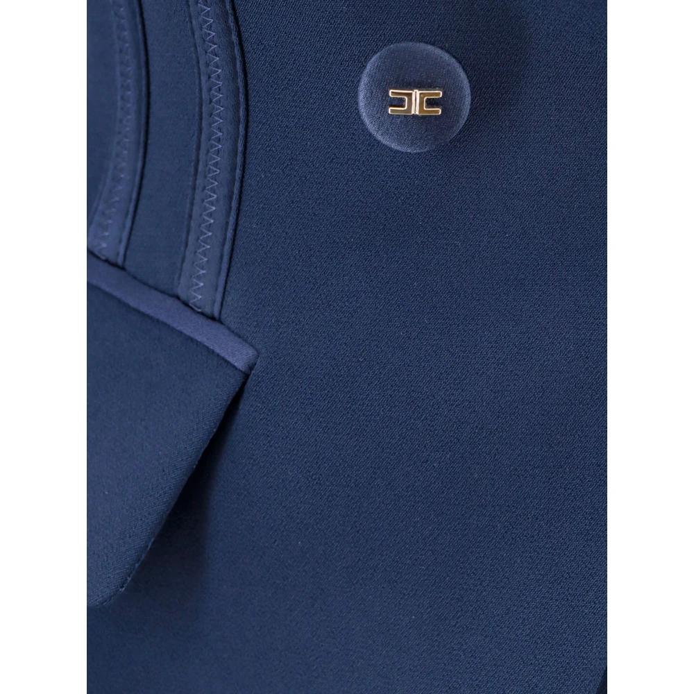 Elisabetta Franchi Klassieke Blazer met Schoudervullingen en Bedekte Knopen Blue Dames