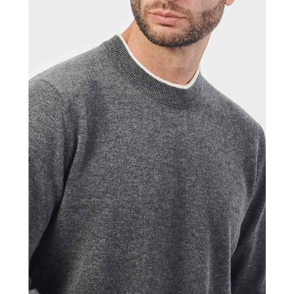 Hugo Boss Grijze wollen trui met halve kraag Gray Heren