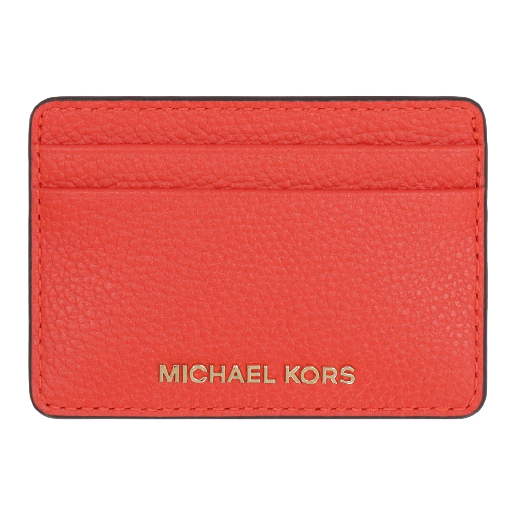 Michael Kors Grainy Leather Card Holder Red Dames