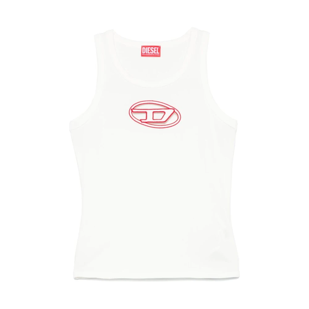 Diesel Witte Crew Neck Mouwloze Top White Dames