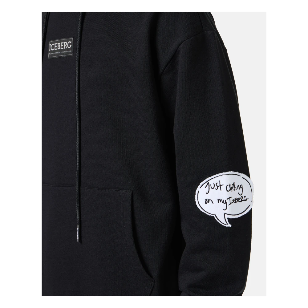 Iceberg Zwarte regular fit hoodie met Looney Tunes print en logo label Black Heren