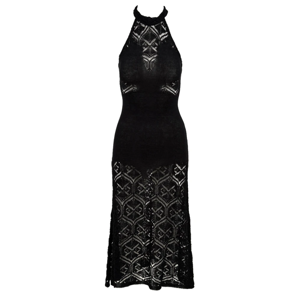 Akep Women's Black Long Lace-Knit Linen Dress - Party Dresses - M - Dresses
