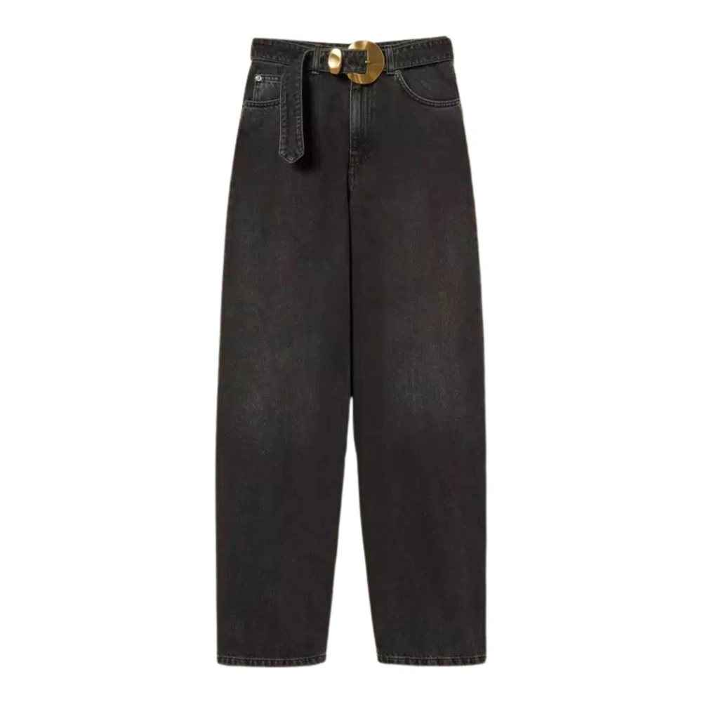 Twinset Women's Black Loose Fit Jeans, W30, Balloon Jeans In Denim