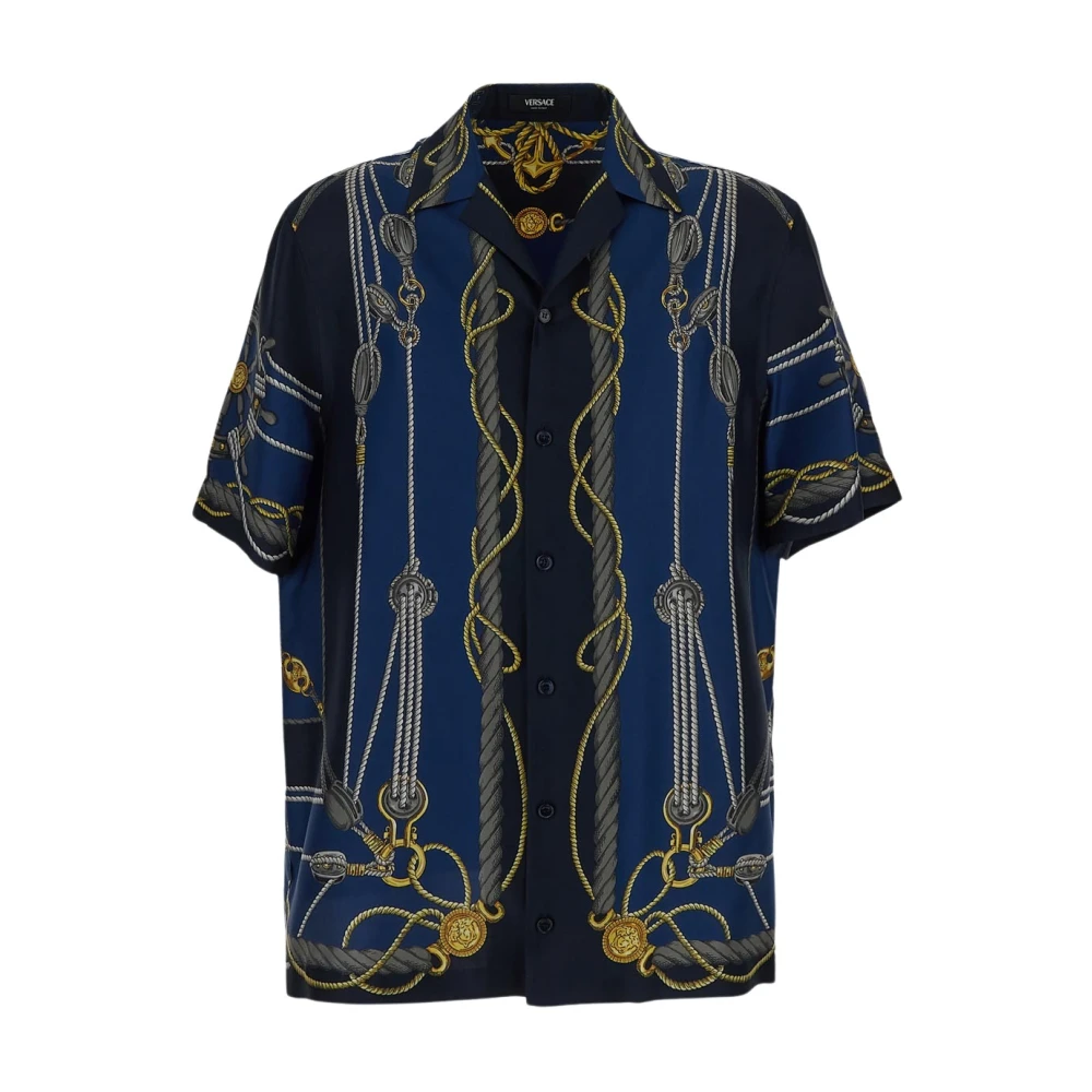 Versace Zijden overhemd met nautisch patroon Multicolor Heren
