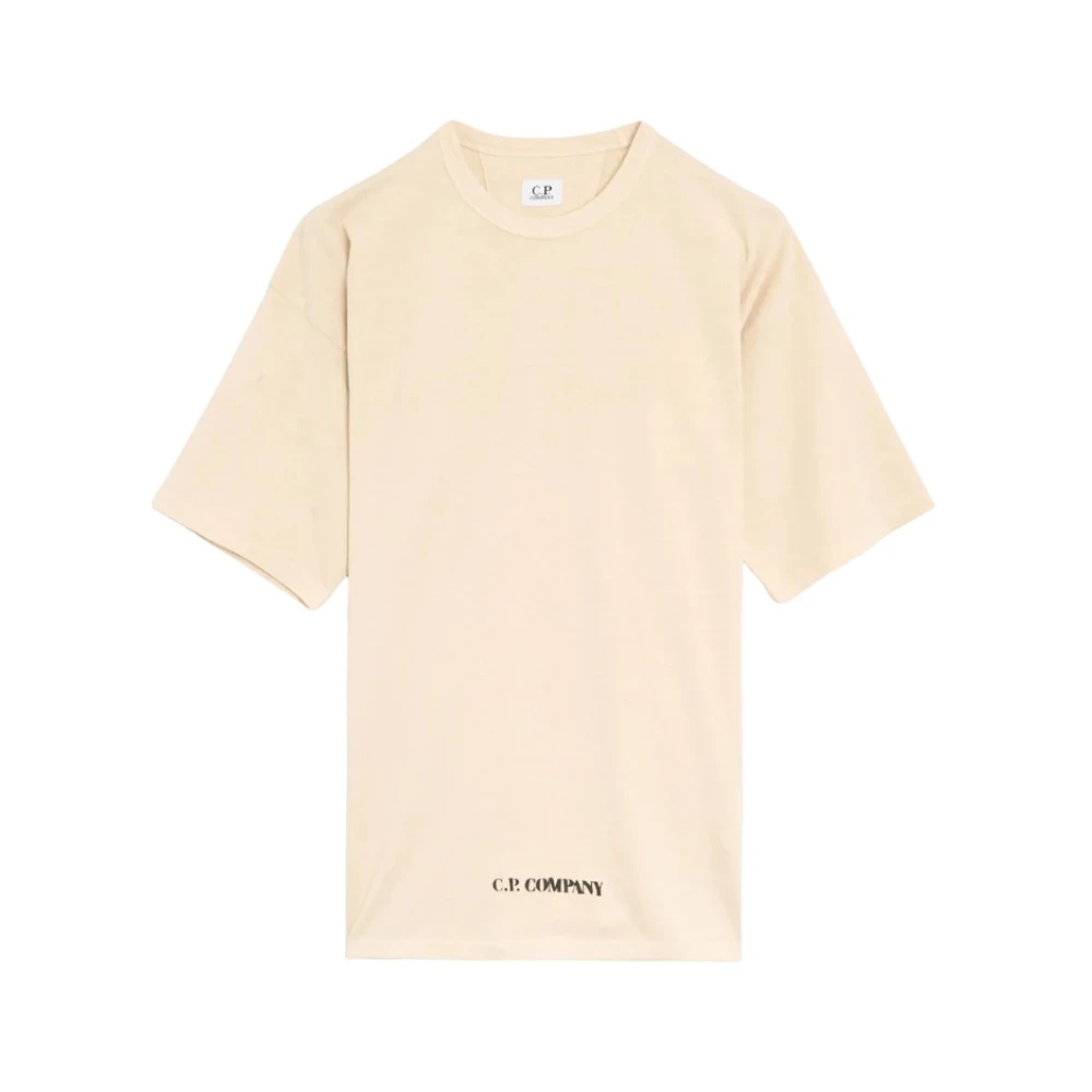 C.p. Company Men's Beige Short Sleeve T-Shirt - T-Shirts - M - Tops