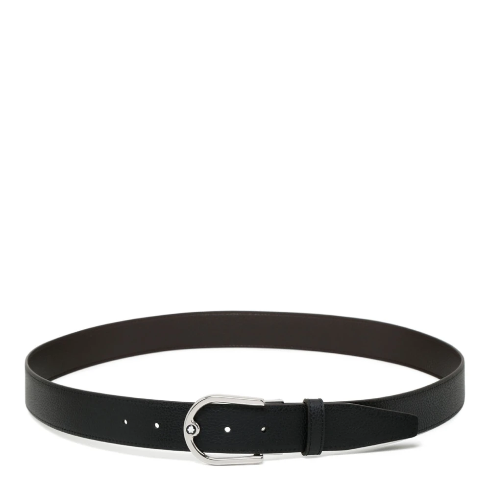 Montblanc Omkeerbare Leren Riem Zwart Bruin Black Heren