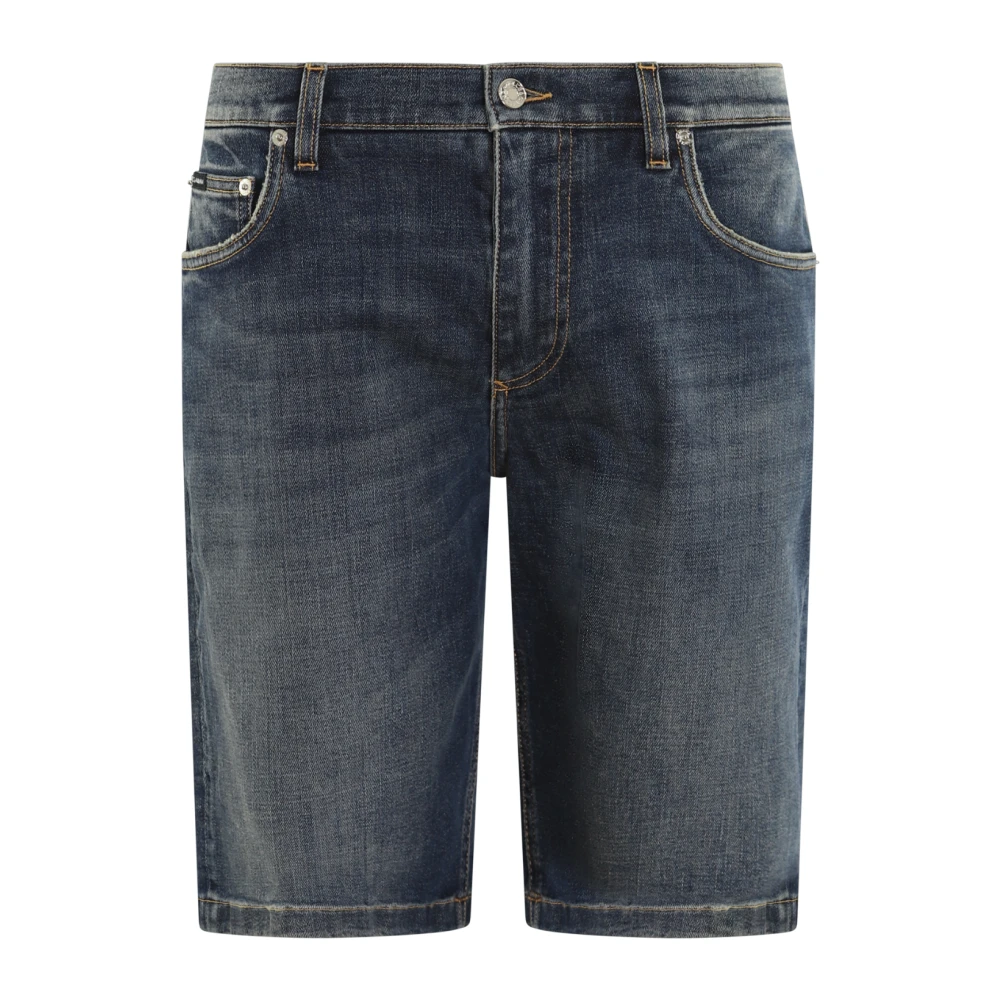 Dolce & Gabbana Stretch Denim Shorts in Blauw Blue Heren