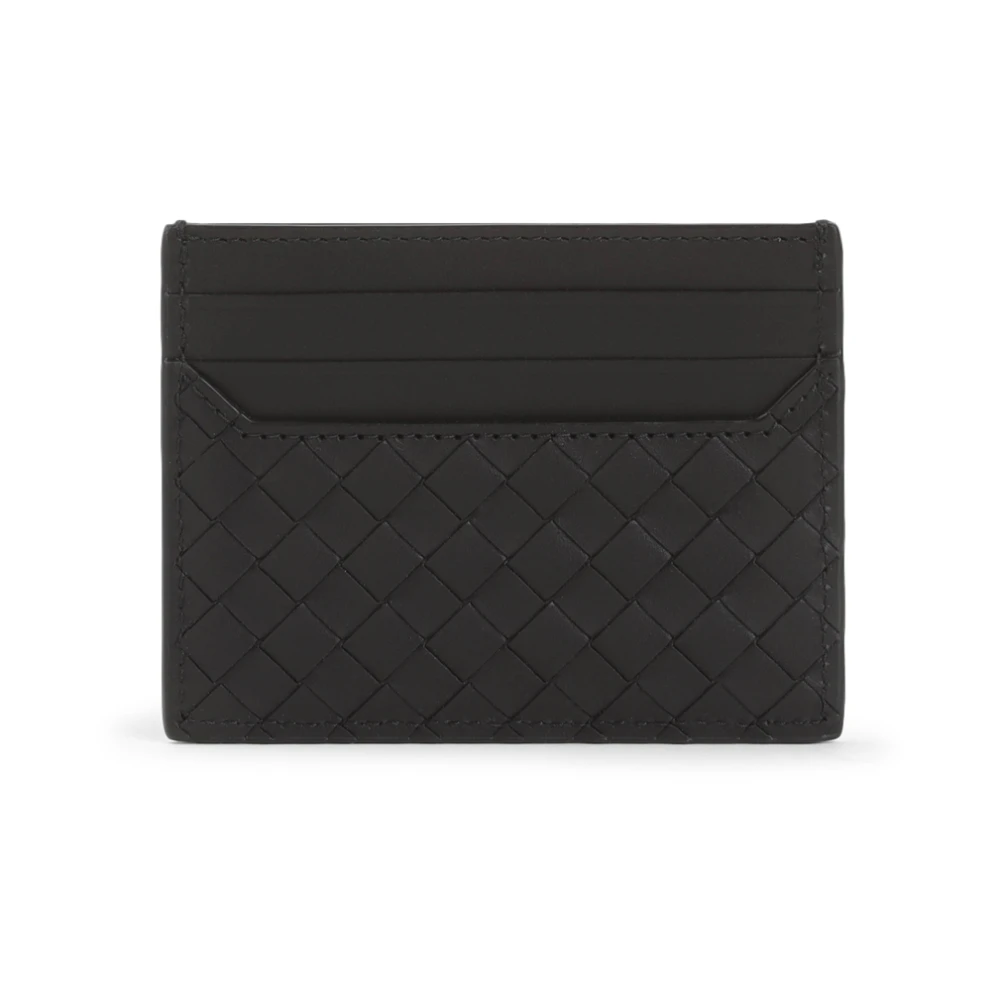 Bottega Veneta Zwarte Leren Portemonnee Stijlvol Ontwerp Black Heren