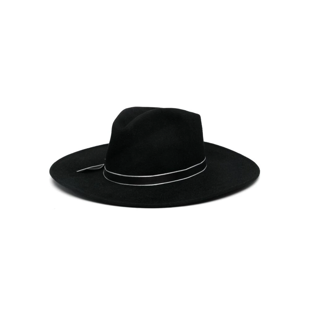 Borsalino Zwarte brede rand vilthat Black Dames