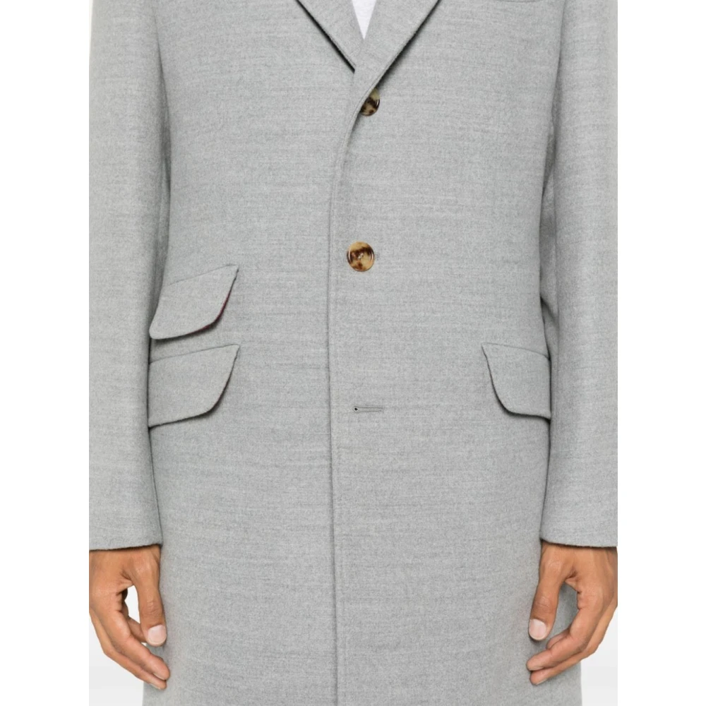 BRUNELLO CUCINELLI Grijze wollen jas knoopsluiting Gray Heren