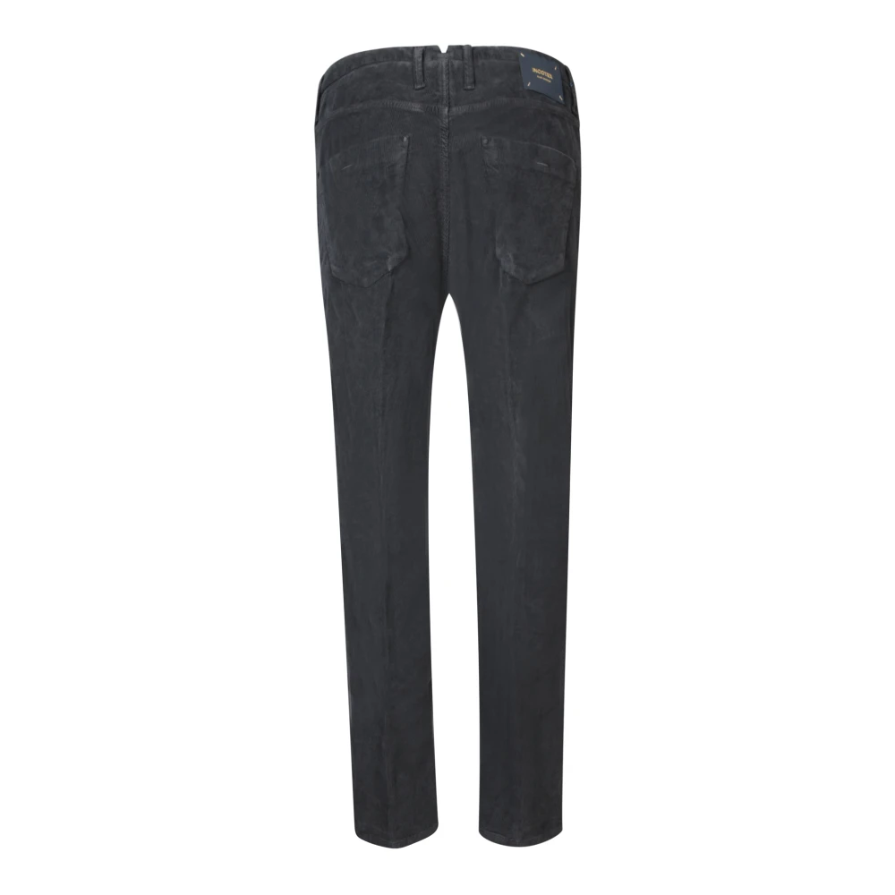 Incotex Blauwe Fluwelen Maatwerk Broek Blue Heren