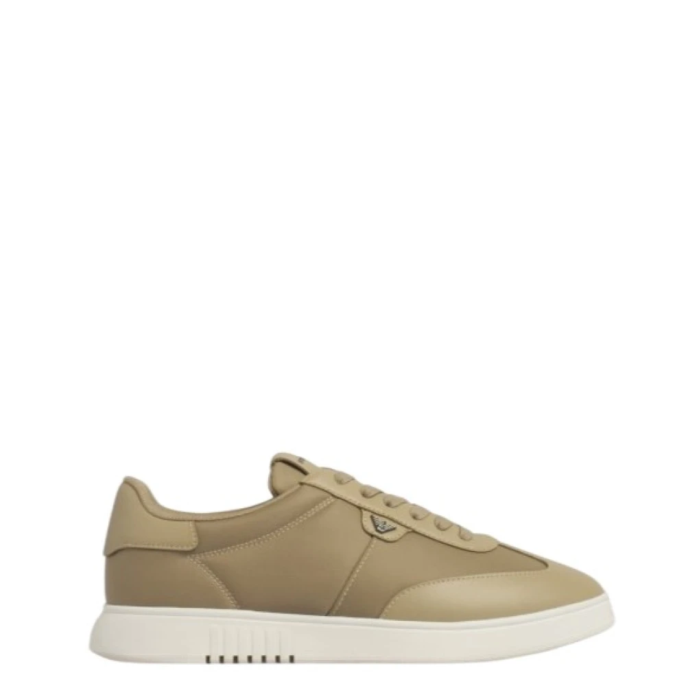 Emporio Armani Mannelijk Beige Schoenen Heren, 41 Eu, Leer, Sneakers
