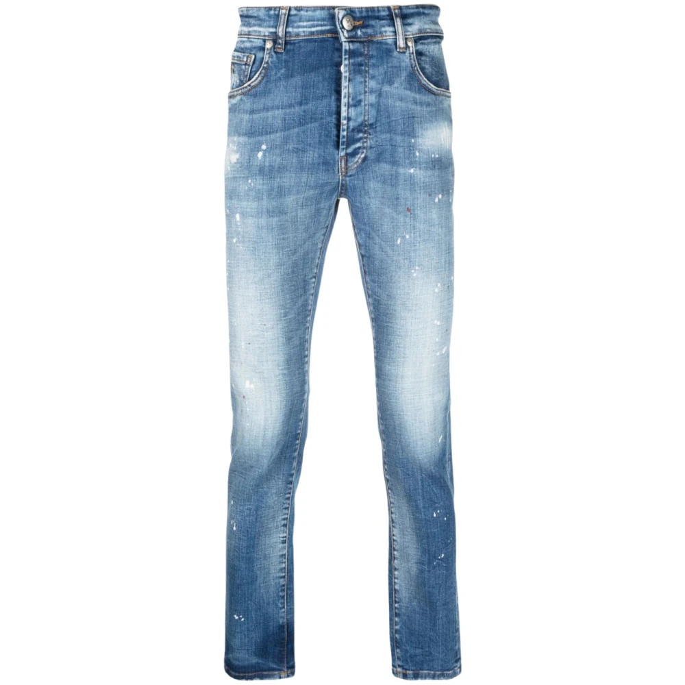 John Richmond Slim-Fit Distressed Denim Jeans Blue Heren