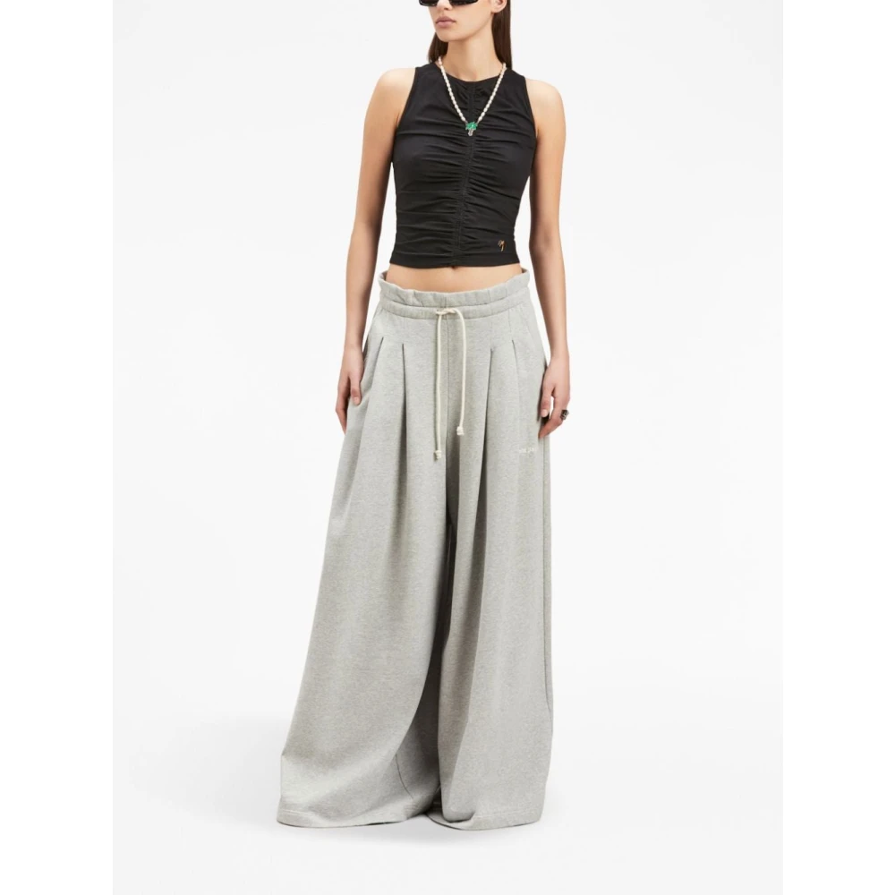 Palm Angels Zwarte Jersey Top met Ruchedetail aan de Voorkant Black Dames