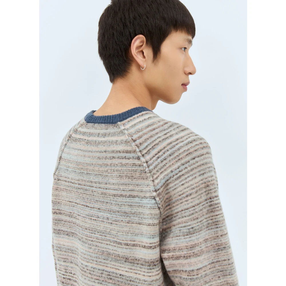 Stüssy Gestreepte Crewneck Sweater Gray Heren