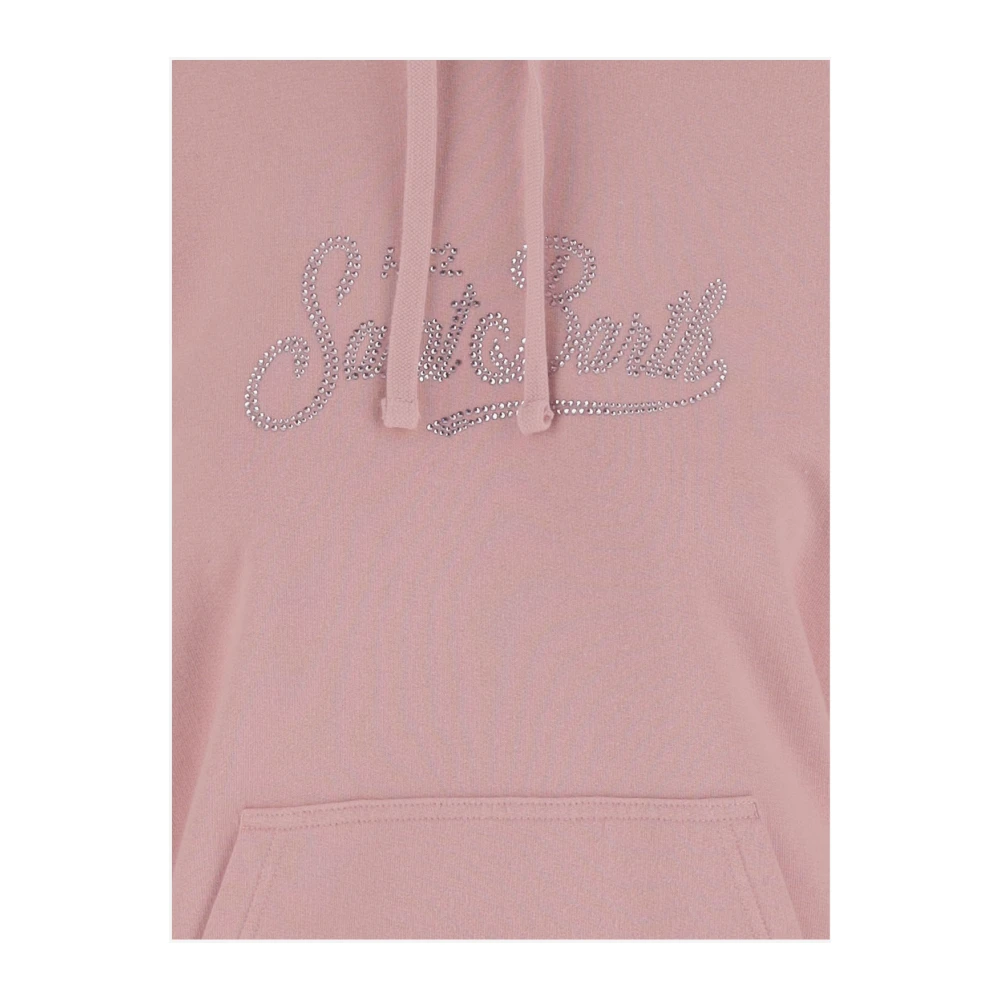 MC2 Saint Barth Katoenen hoodie met strass logo Pink Dames