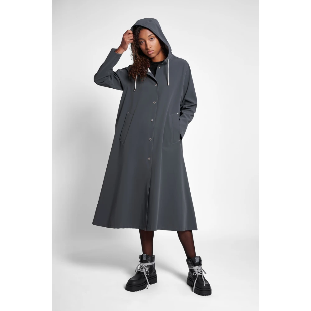 Stutterheim Mat Knielange A-Lijn Regenjas Black Dames